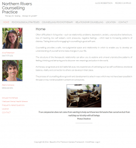 northern rivers counselling site development example.